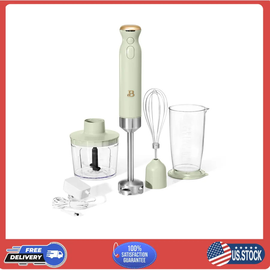 Beautiful Drew Barrymore Cordless Immersion Blender Chopper Whisk Sage Green