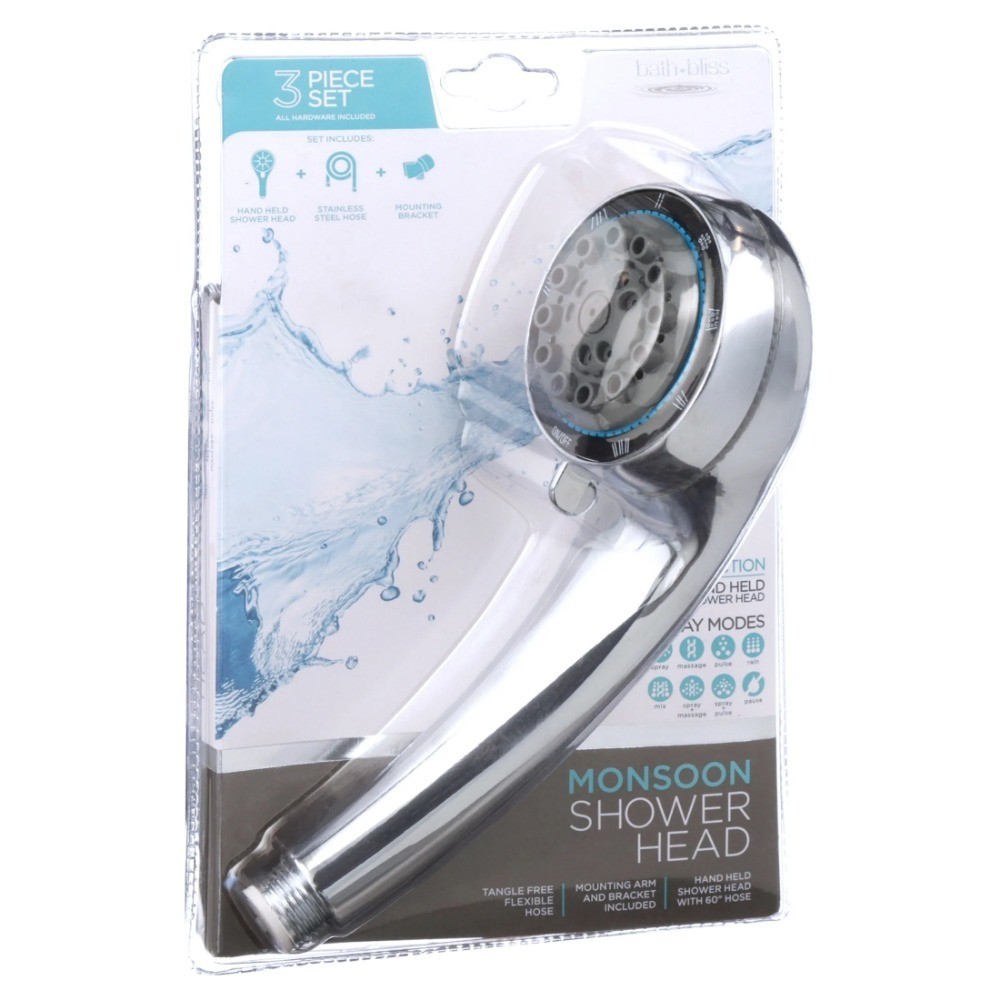 High Pressure 8 Function Handheld Shower Head with Long Flexible Hose
