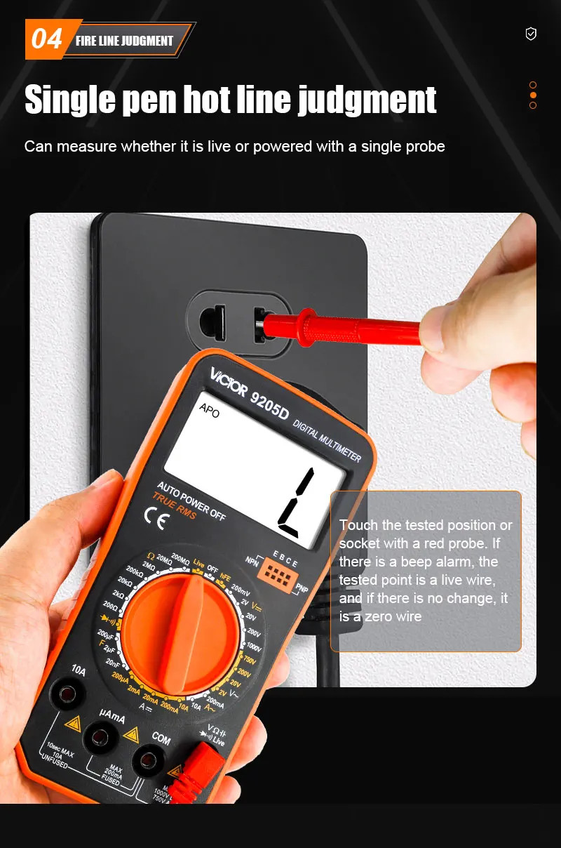 Digital Multimeter Auto 1999 Counts True RMS AC/DC 1000V Diode Continuity Freq