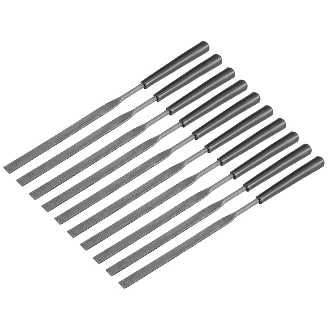 10pcs Second Cut Steel Flat Needle File with Plastic Handle 3mm x 140mm