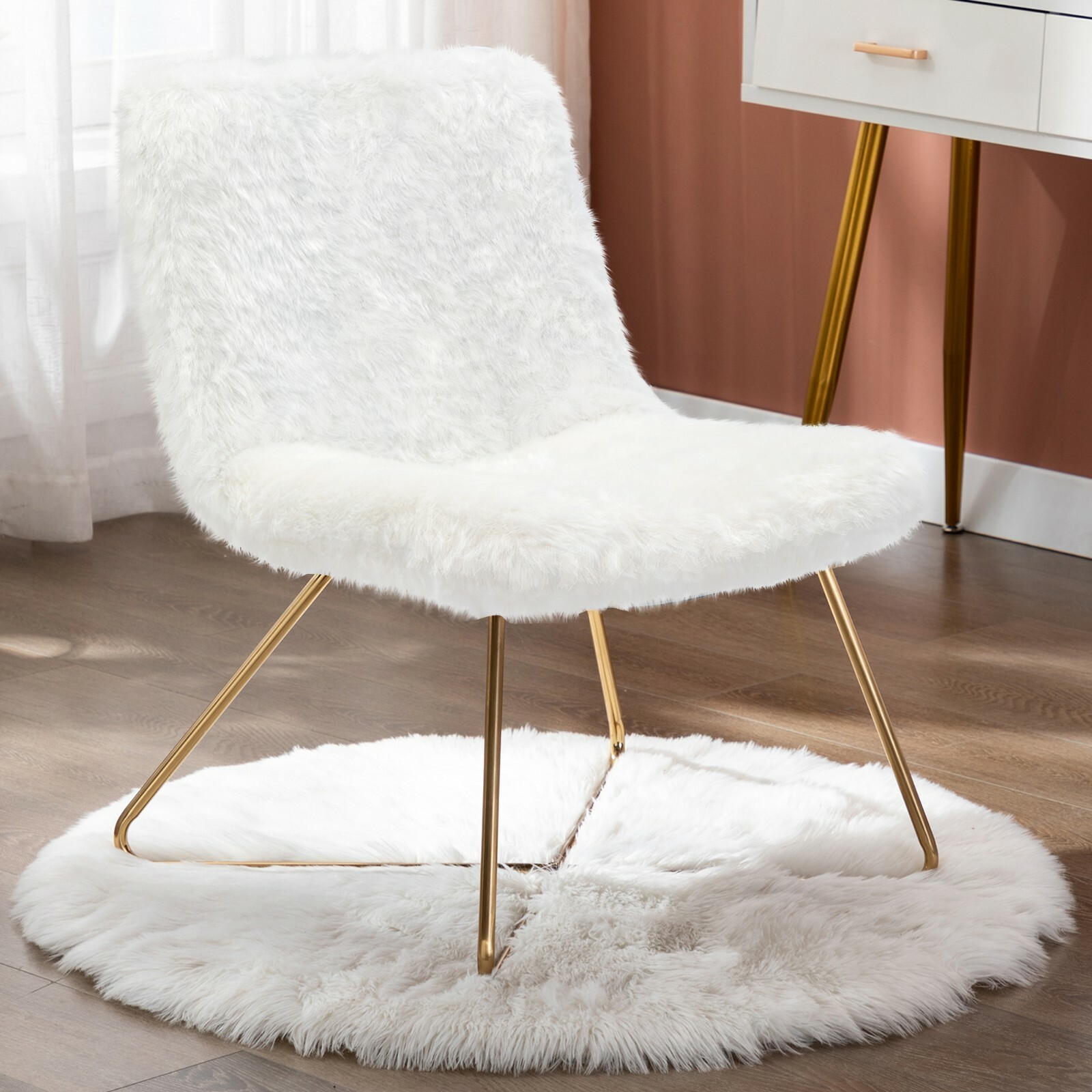 Duhome Faux Fur Upholstered Living Room Chair Accent Chair Modern Desk Chair