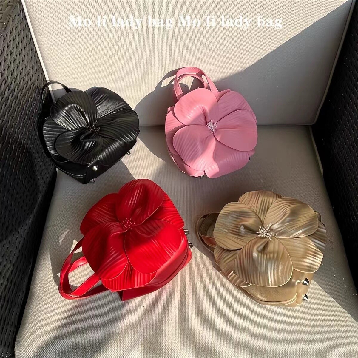 Solid Floral Bucket Bag Women Handbag Wedding Party Clutch Purse Crossbody Bag