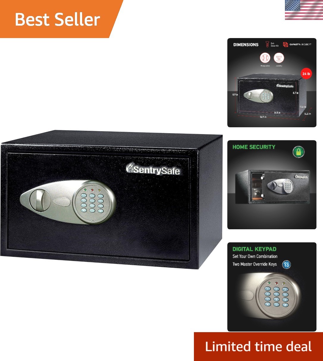 Alloy Steel Safe with Digital Lock - 0.98 Cu Ft, Waterproof, Anti-Theft Security