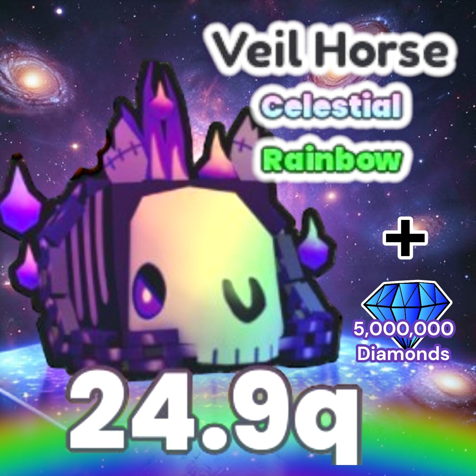 Rainbow Veil Horse (New Update) + 5 Million Diamonds. OP. PS99