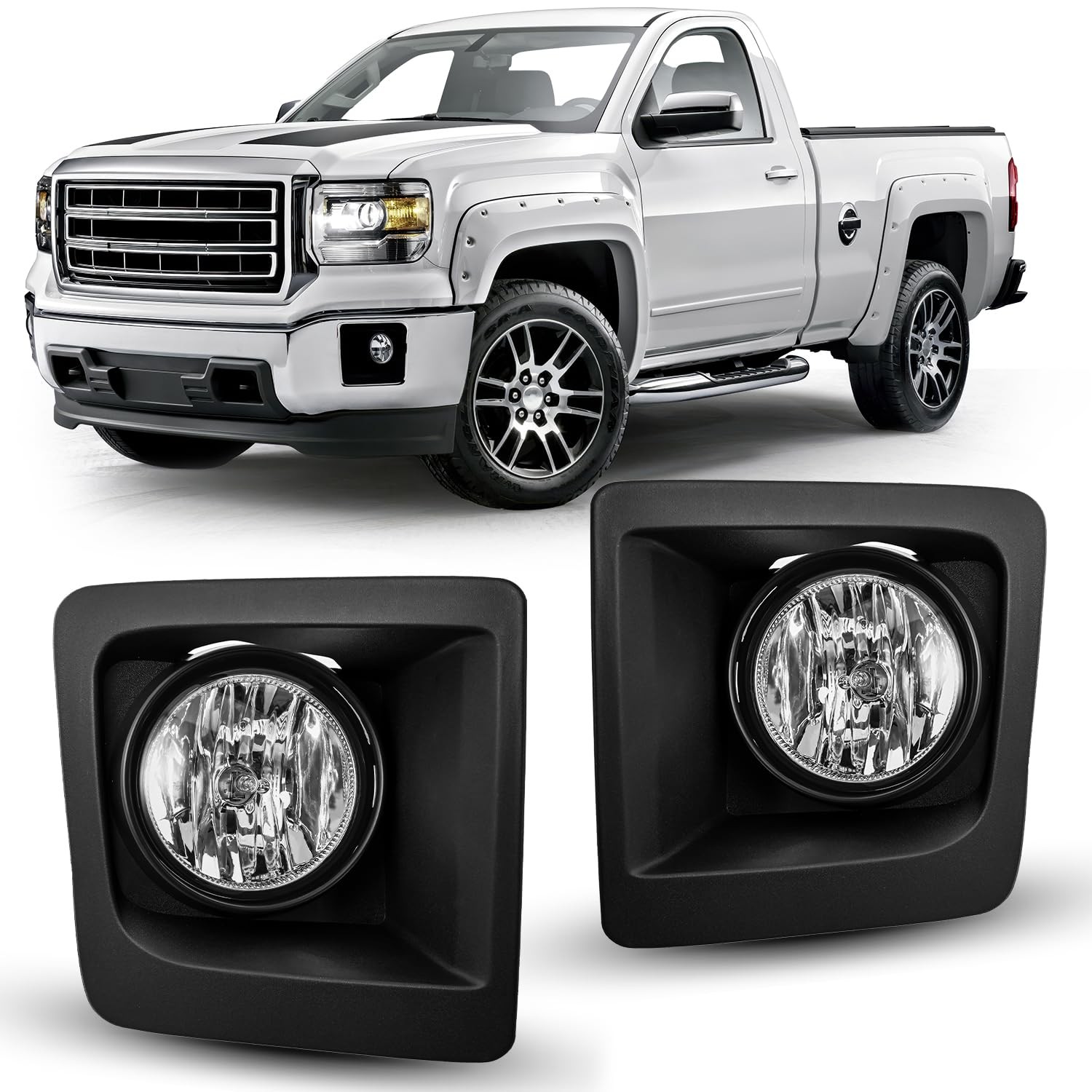 GMC Sierra 2014 2015 Fog Light Assembly Clear Vision Durable OEM Replacement