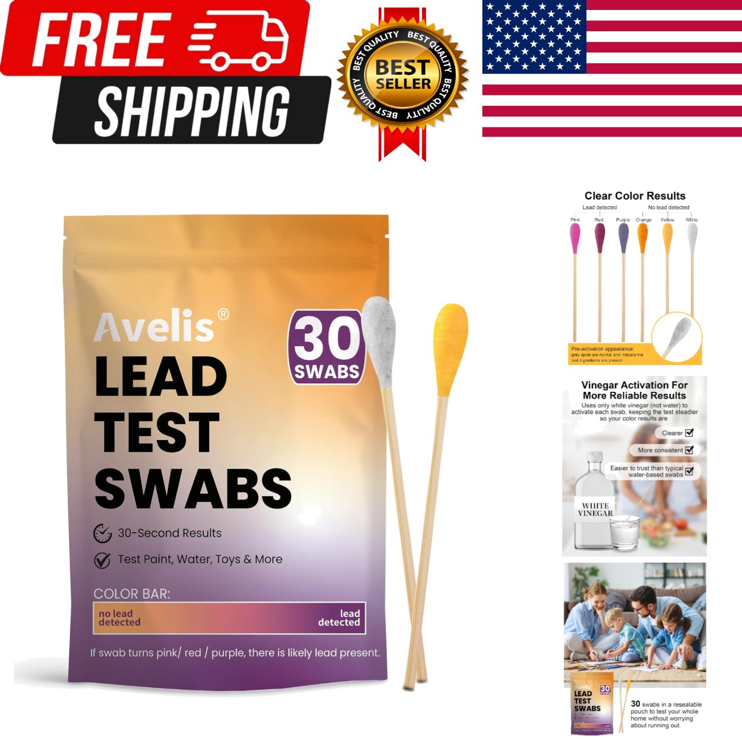 30 PCS Lead  Kit for Dishes,  Lead Testing Swabs for Paint & Jewelry,