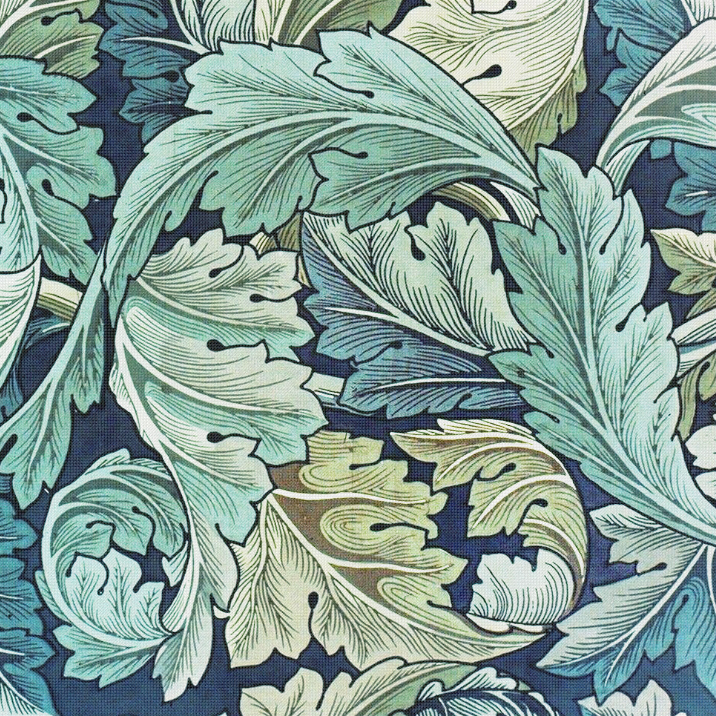 William Morris Blue Green Acanthus Vine Design Counted Cross Stitch Pattern