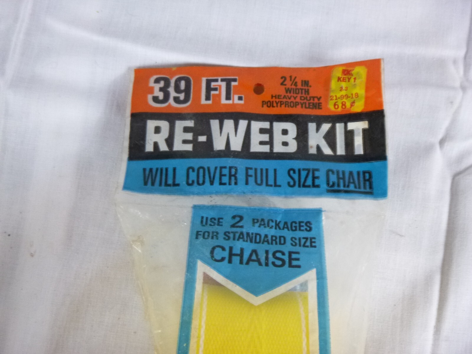 Pk of 39' Vtg Wellington Sunny Yellow Lawn Chair Replacement Webbing