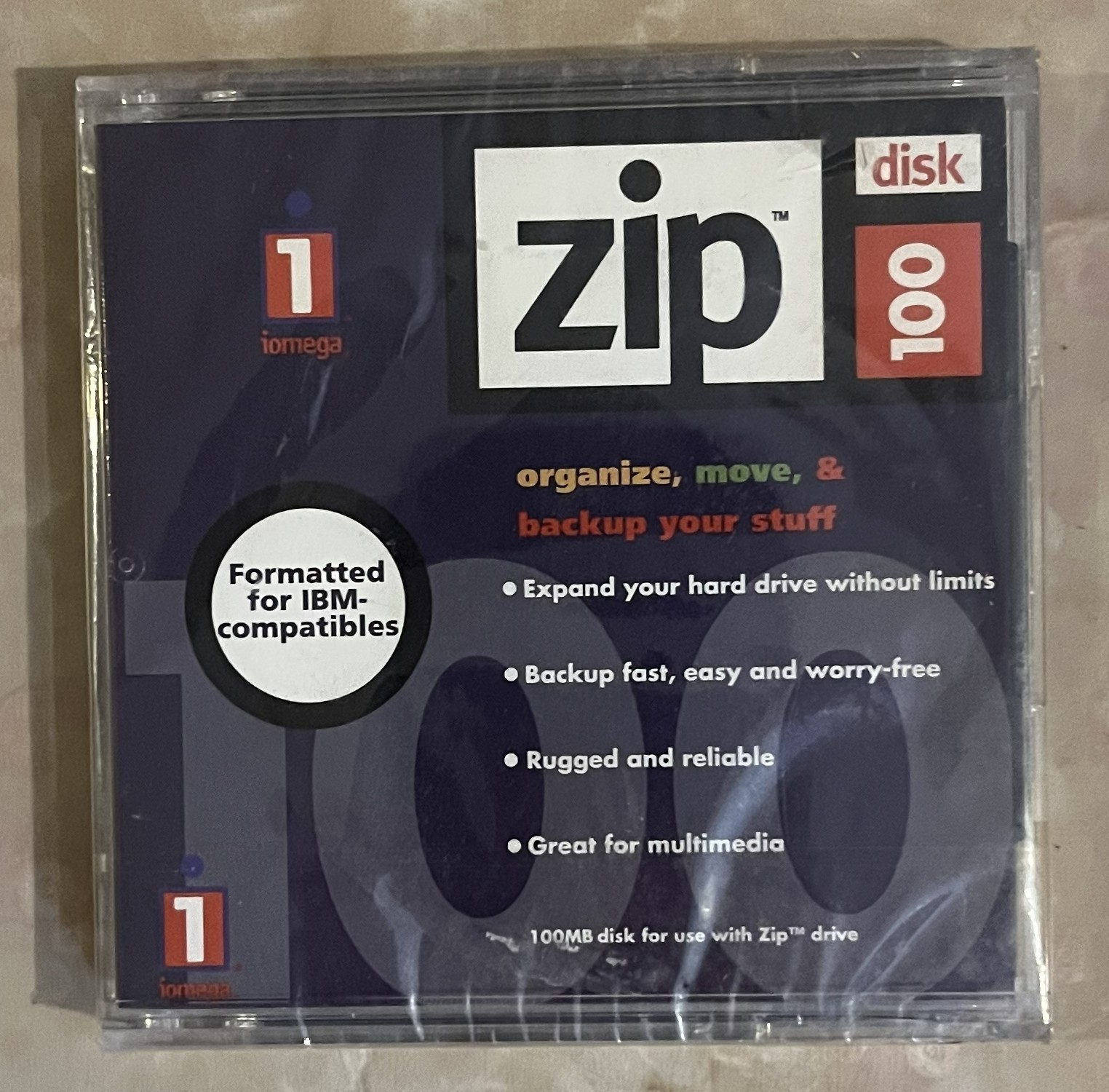 New Sealed iomega Zip 100 - 100MB Disk Formatted for IBM Compatibles.