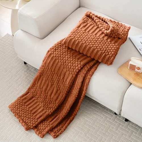 50x70 Inch Throw Blanket - Soft & Fluffy Fleece, Cute & XL Throw(50x70) Rust