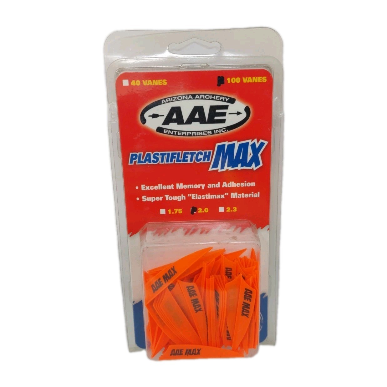 AAE Plastifletch Max Vanes: 2" Fire Orange: 100 Pack: New