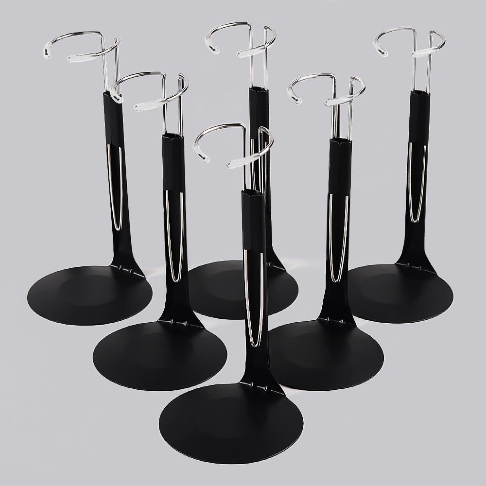UCanaan 6 Pcs Doll Stand - Action Figure Stands with Expandable Waist Black6