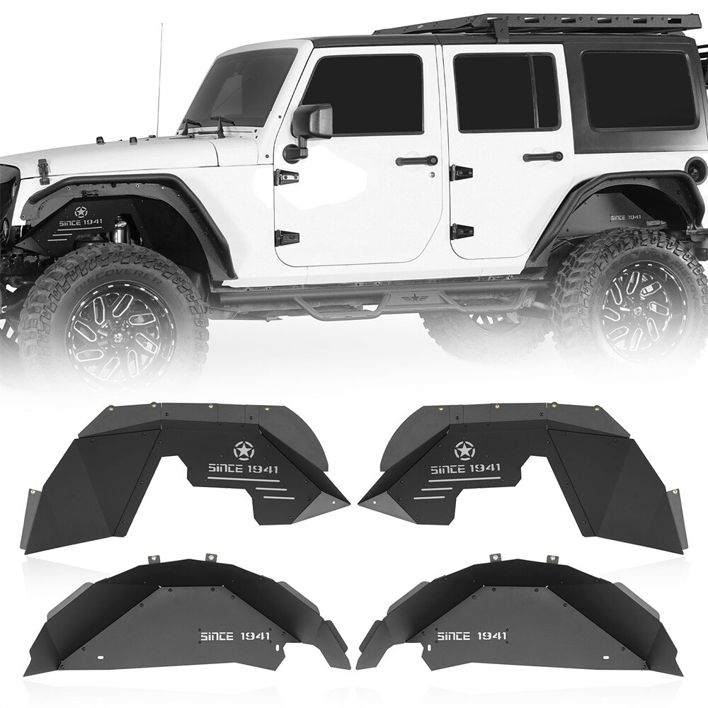 4Pcs Aluminum Front and Rear Inner Fender Liners For 2007-2018 Jeep Wrangler JK