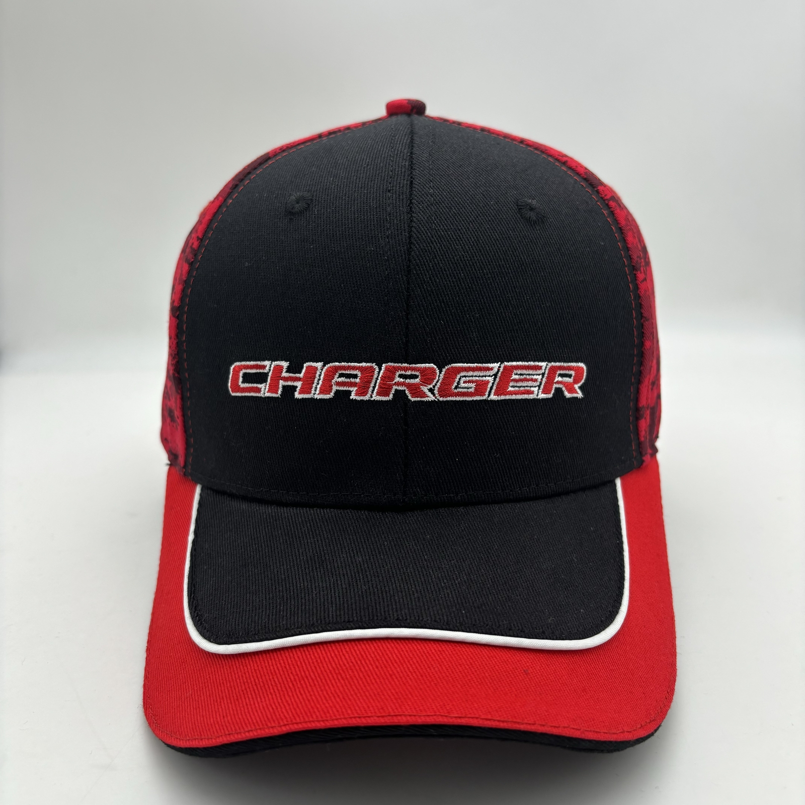 Dodge Charger Modern Embroidered Logo Cap Red Digi Camo Hat Official Licensed