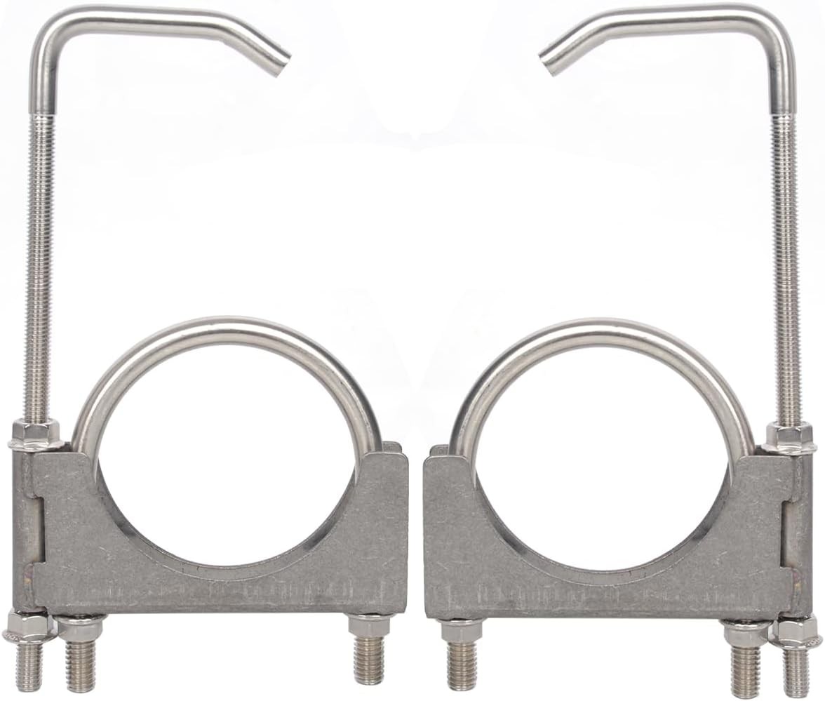Heavy Duty 4 Inch Stainless Exhaust Clamp with Hanger Rod for Universal 4" Exhau