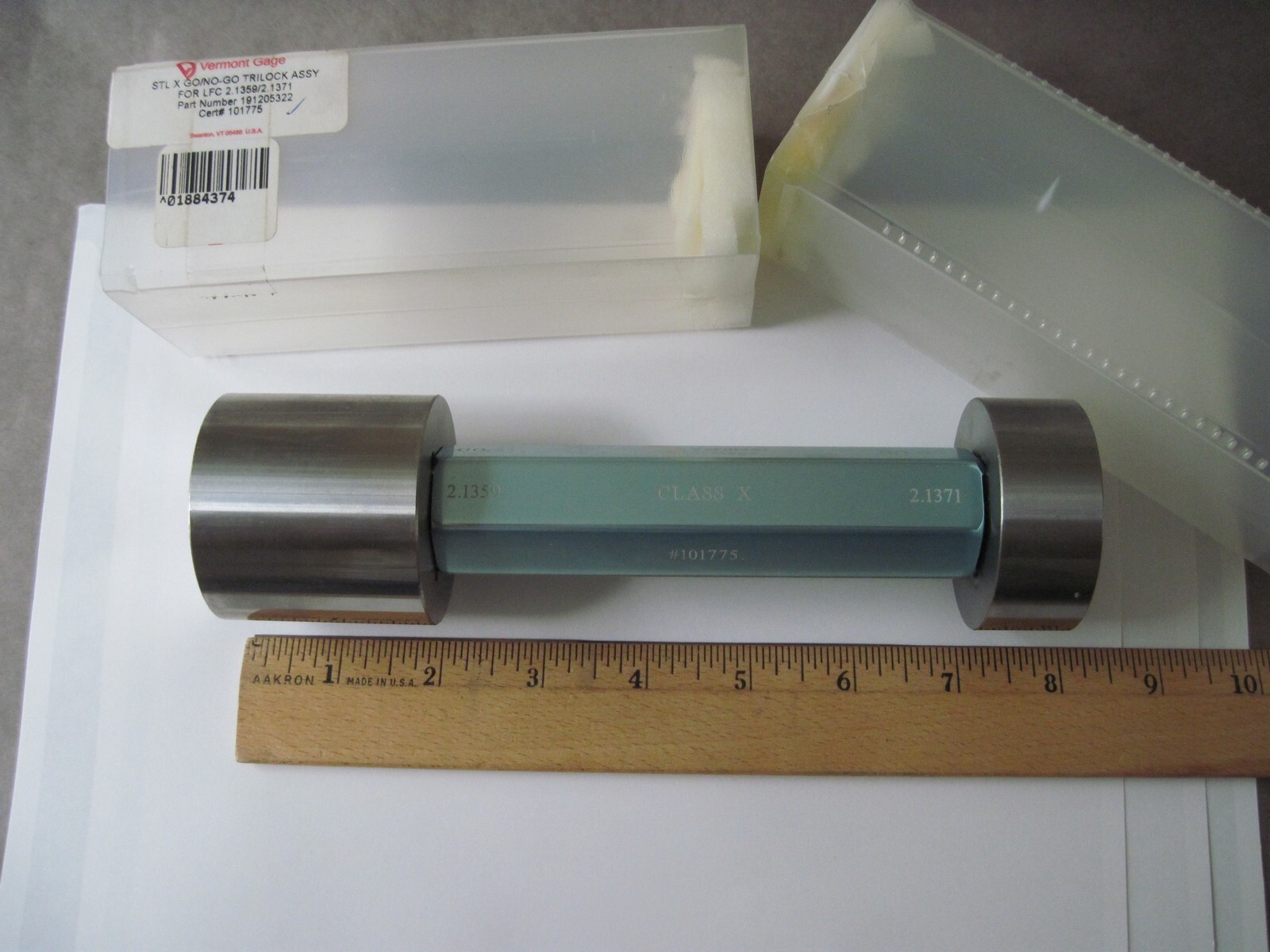 Vermont Gage 191205322, 2.1359" / 2.1371" GO / NOGO Trilock Assembly w/Handle