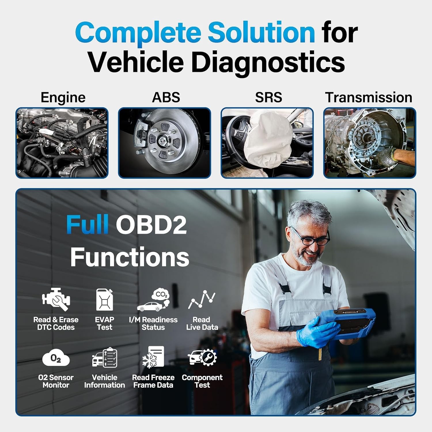 460T OBD2 Scanner Car Code Reader Engine ABS SRS Transmission Diagnostic Tool 12