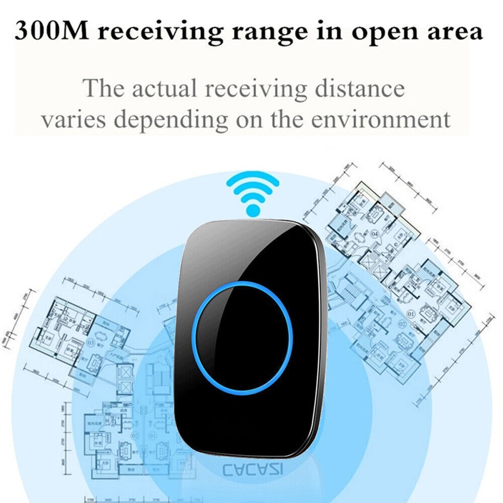 Wireless Doorbell Plug-In Long Range Receiver Remote Chime Door Bell Waterproof