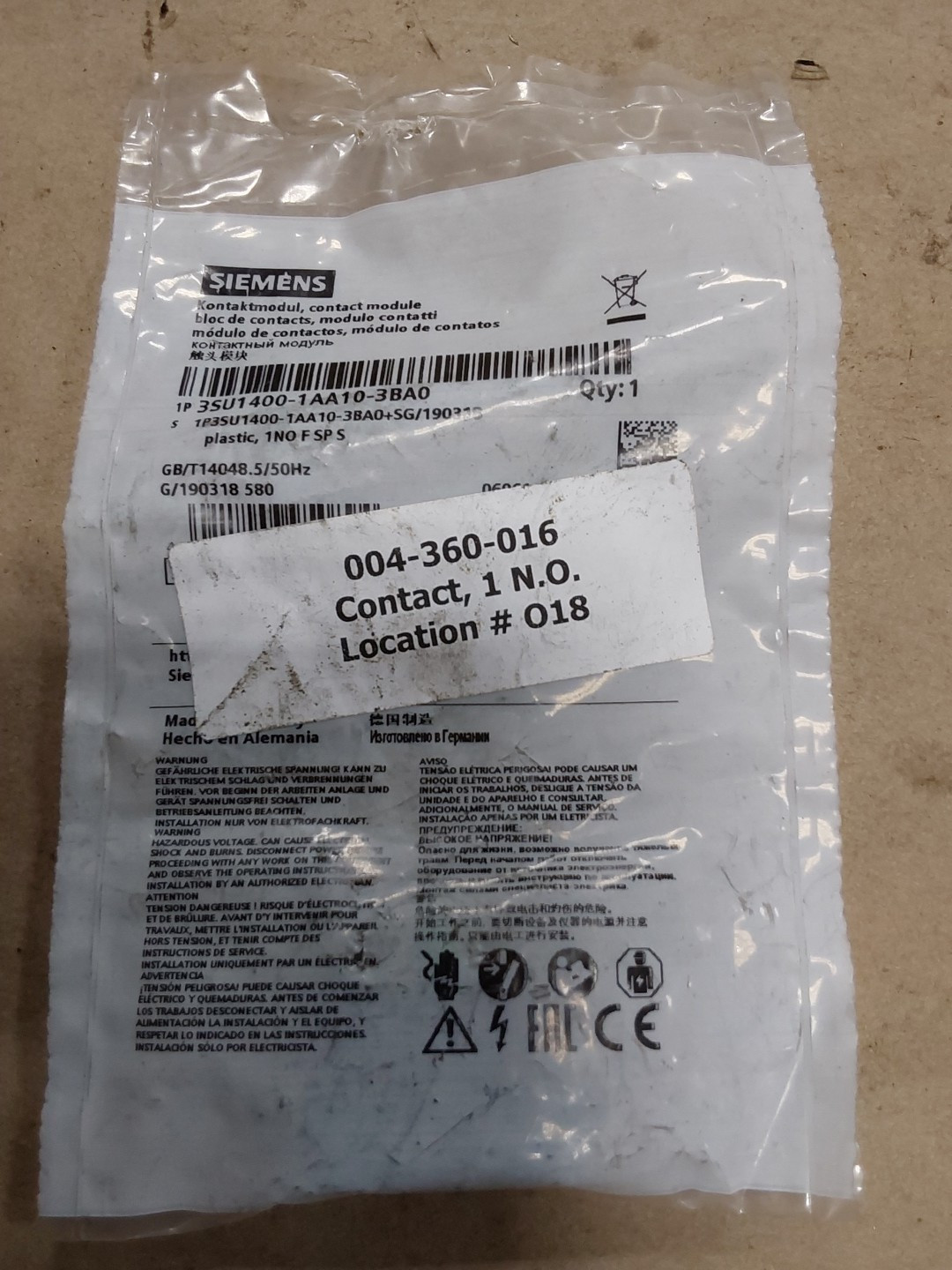 3SU1400-1AA10-3BA0 New SIEMENS Contact module 3SU14001AA103BA0