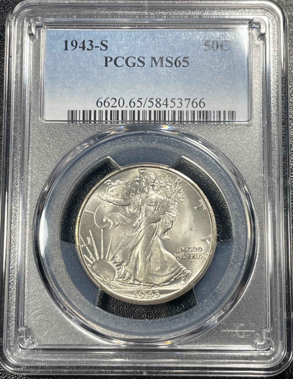 1943-S Walking Liberty Half Dollar 50C PCGS MS65