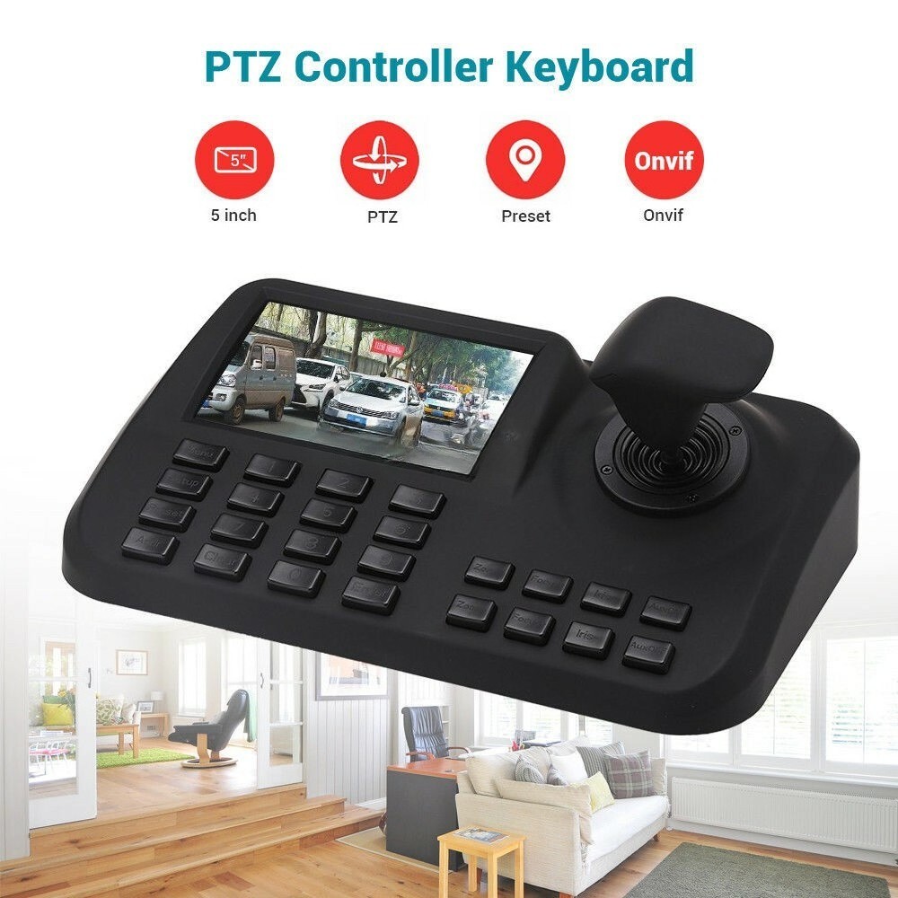 3D IP PTZ Controller CCTV Keyboard Joystick with 5" HD LED Display
