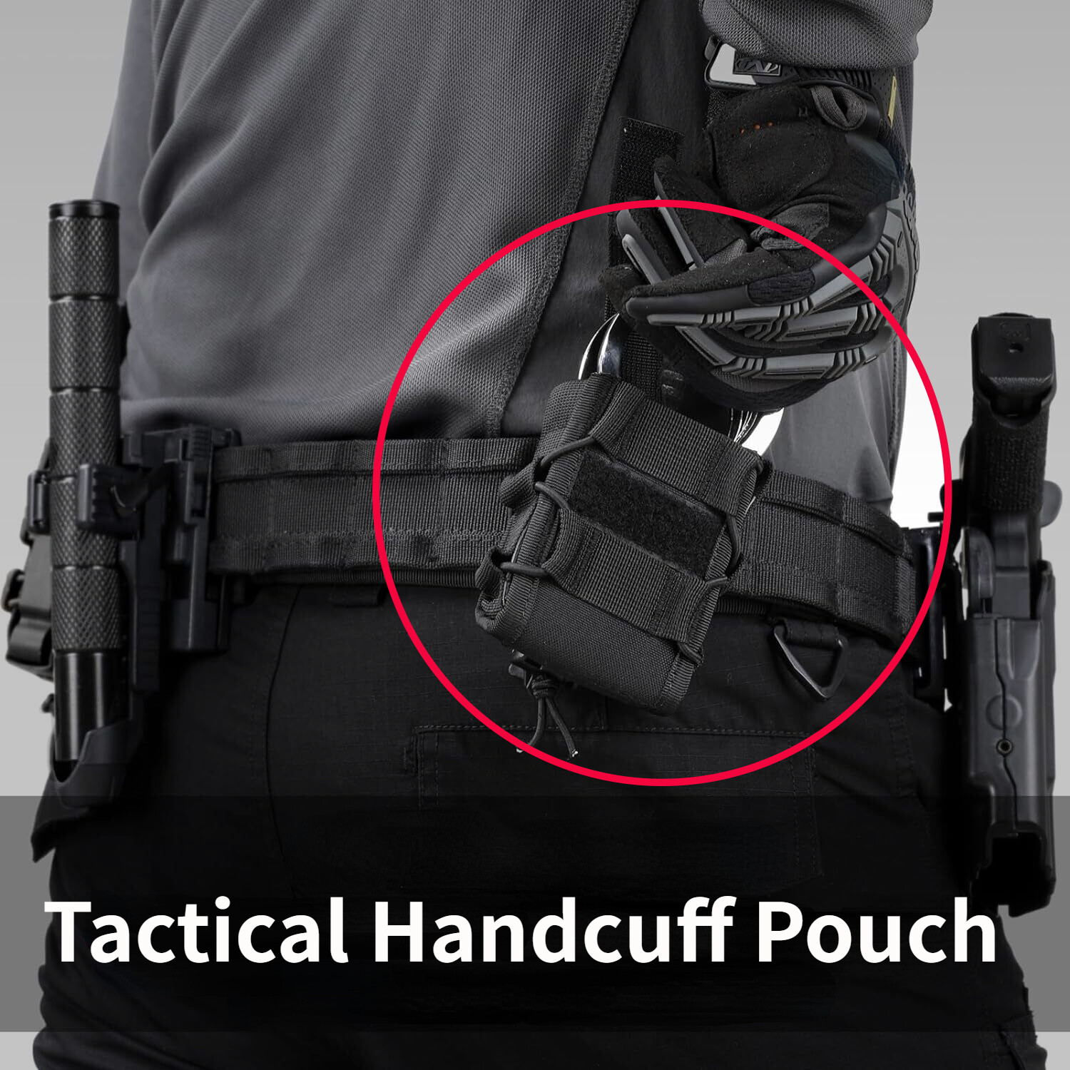 2pcs Molle Handcuff Case Open Top Handcuff Holder and Clip Strap Accessories