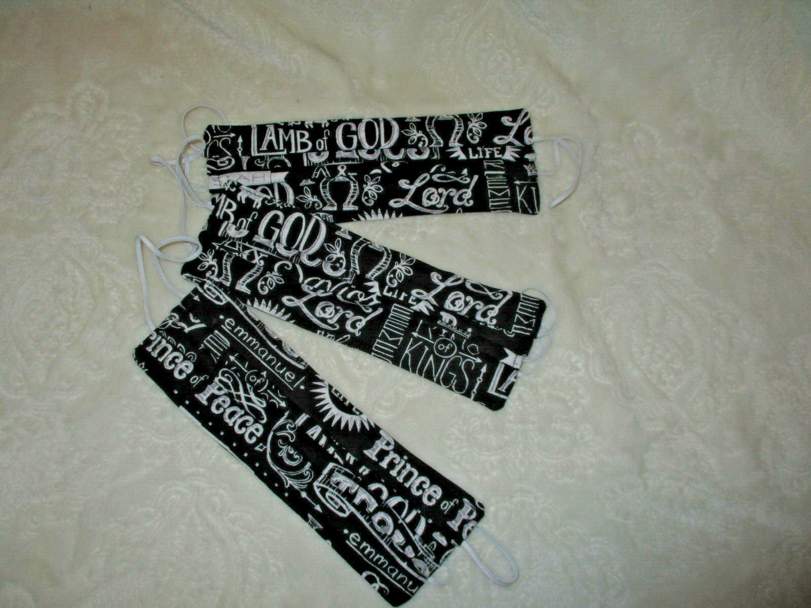 FACE MASKS~Adult Size~Christian Theme~3 qty. Handmade~NEW