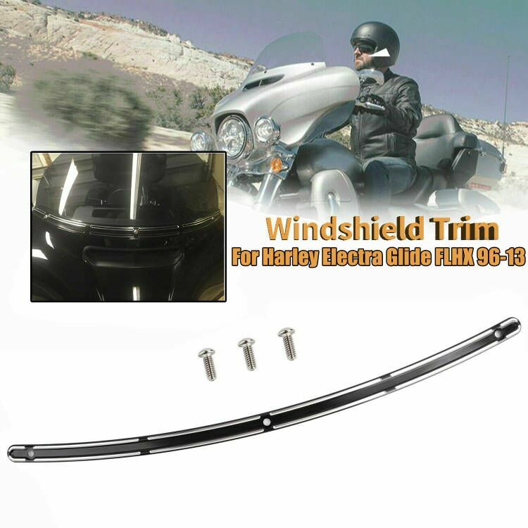 Black CNC Fairing Windshield Trim For Harley Touring Electra Street Tri Glide