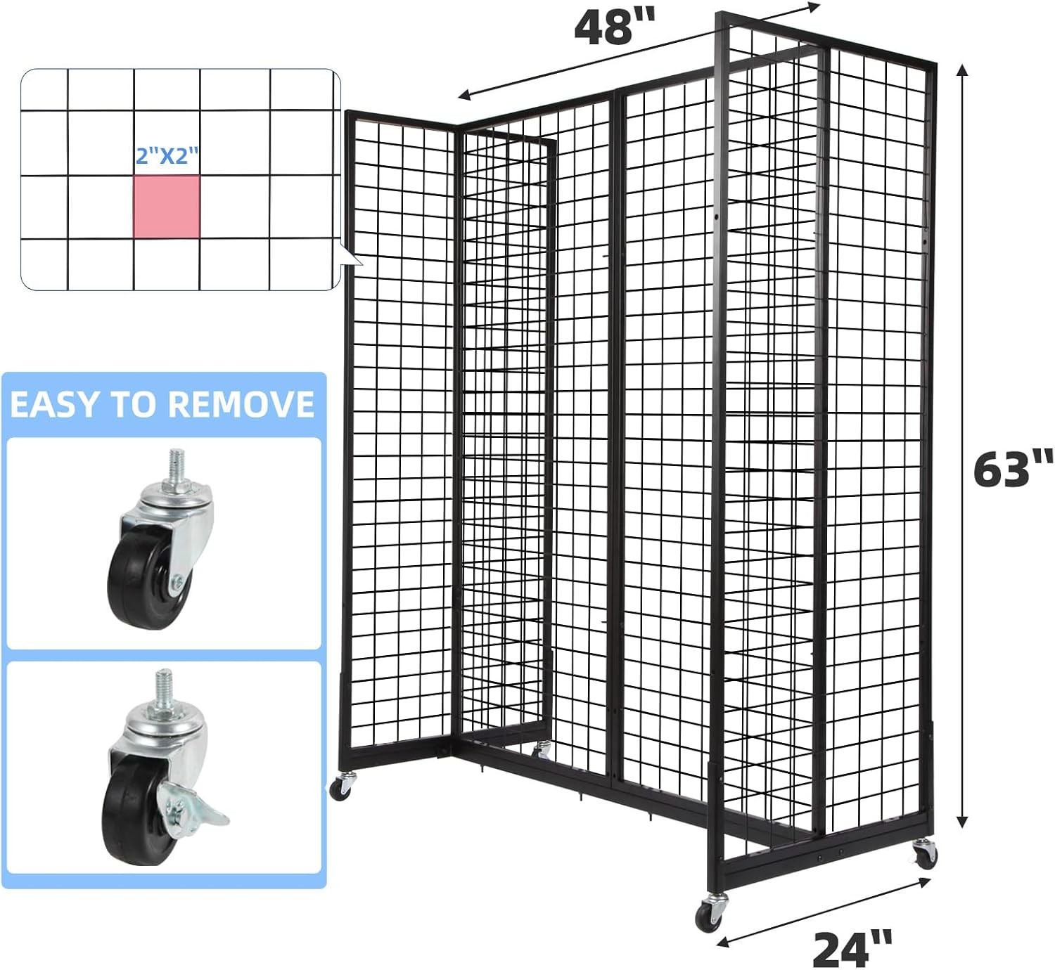 Grid Gondola Unit 4pcs 2'x 5' Grid wall Panels with Sturdy Frames Gridwall