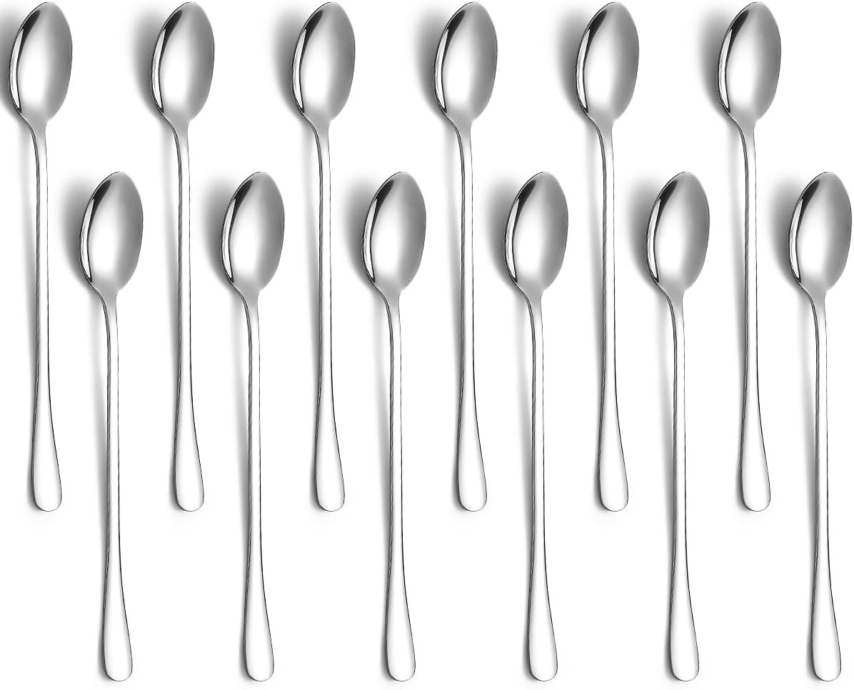 Long Handle Iced Tea Spoons 12 Pieces 7.87", Stainless Steel Coffee Spoon, Ice C