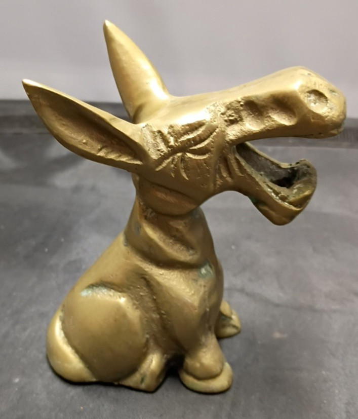 Vintage Brass Donkey Bar Bottle Opener Paperweight Metal Figural
