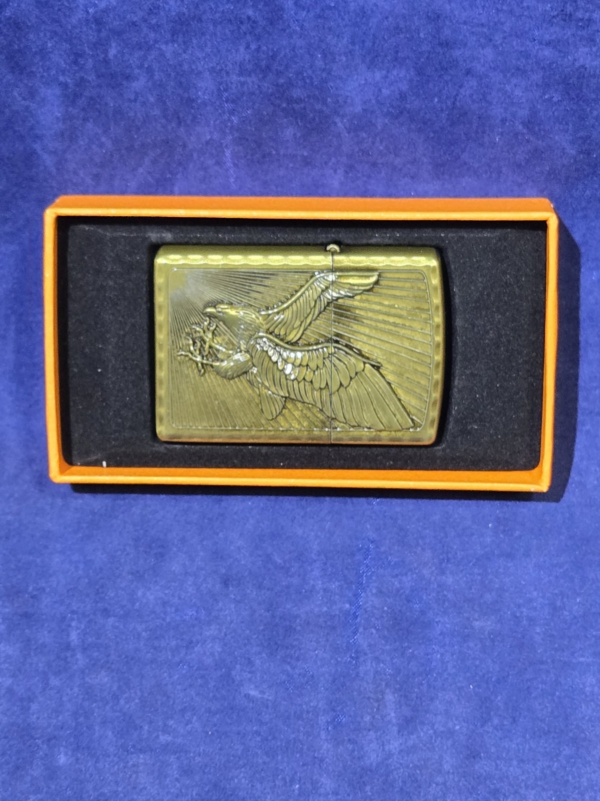 New Ngling Brass Eagle Flip Top Fluid Lighter Deep Relief Embossed Classic Boxed