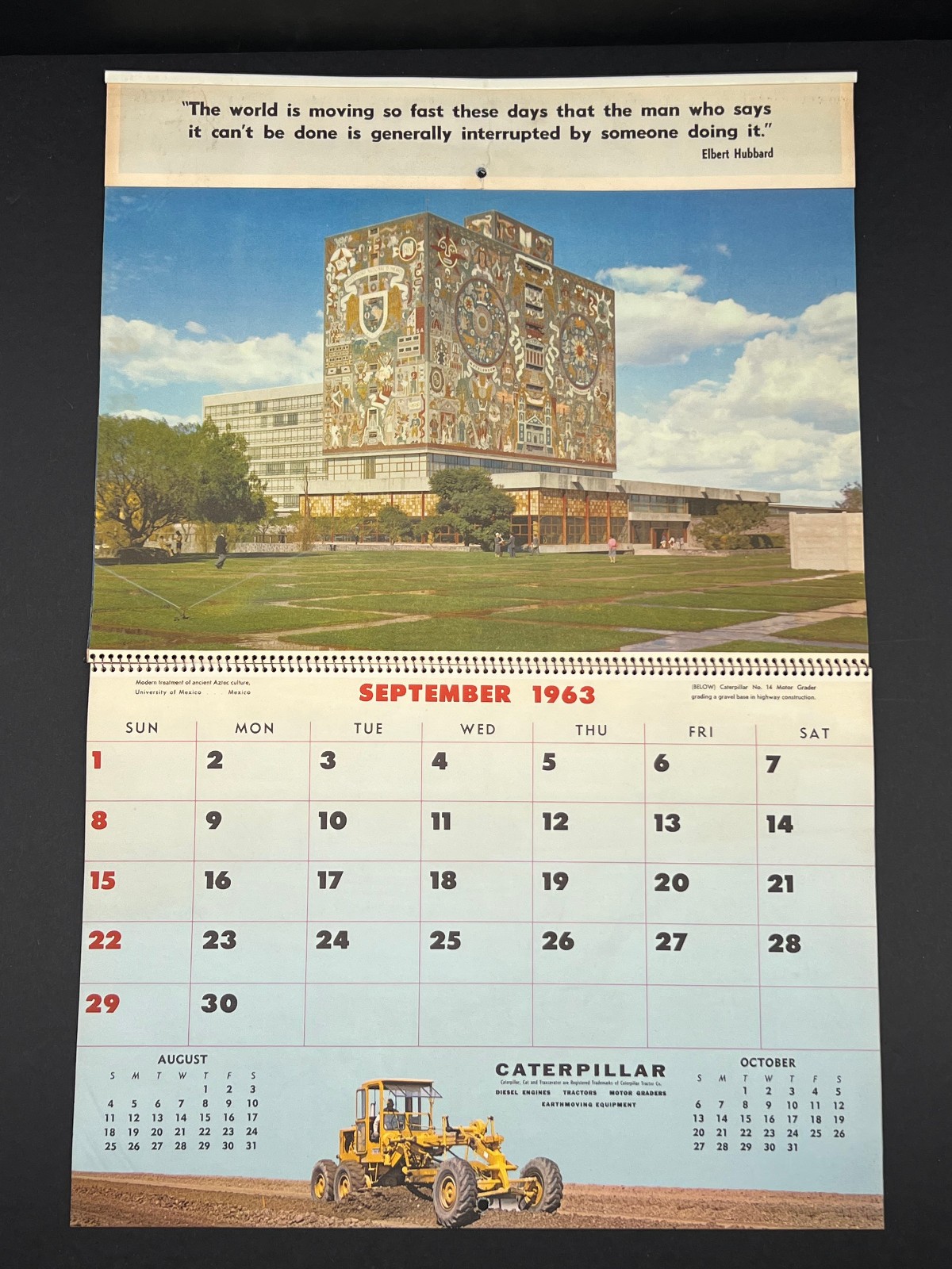 Caterpillar Tractor Company Vintage 1963 Calendar CAT Advertising Machinery