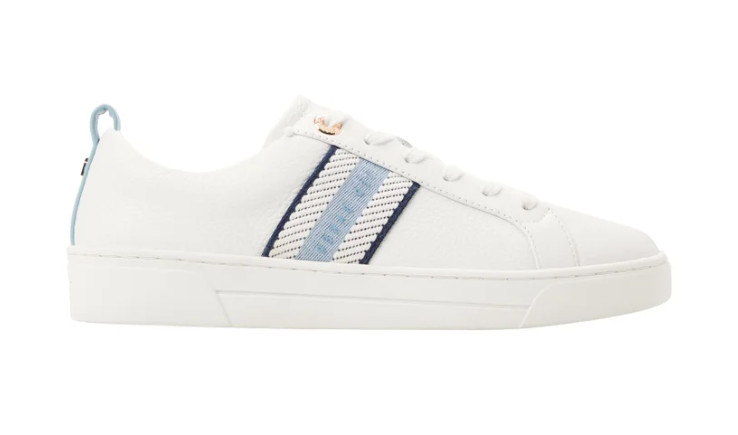 Ted Baker “Bailey Icon” Women's Leather Sneaker Shoes Size 8 White/Blue NEW