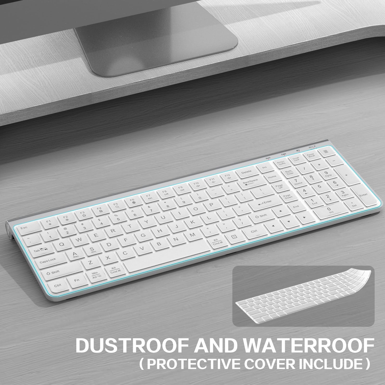 Wireless Keyboard, Ergonomic,Dustproof,2.4G Slim and Compact Quiet Wireless K...