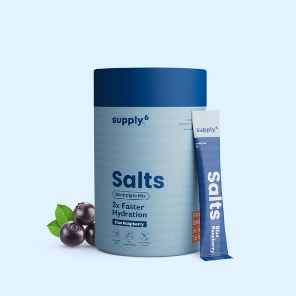 Supply6 Electrolyte Powder, Rapid Hydration, Blue Raspberry Sports Drink Mix