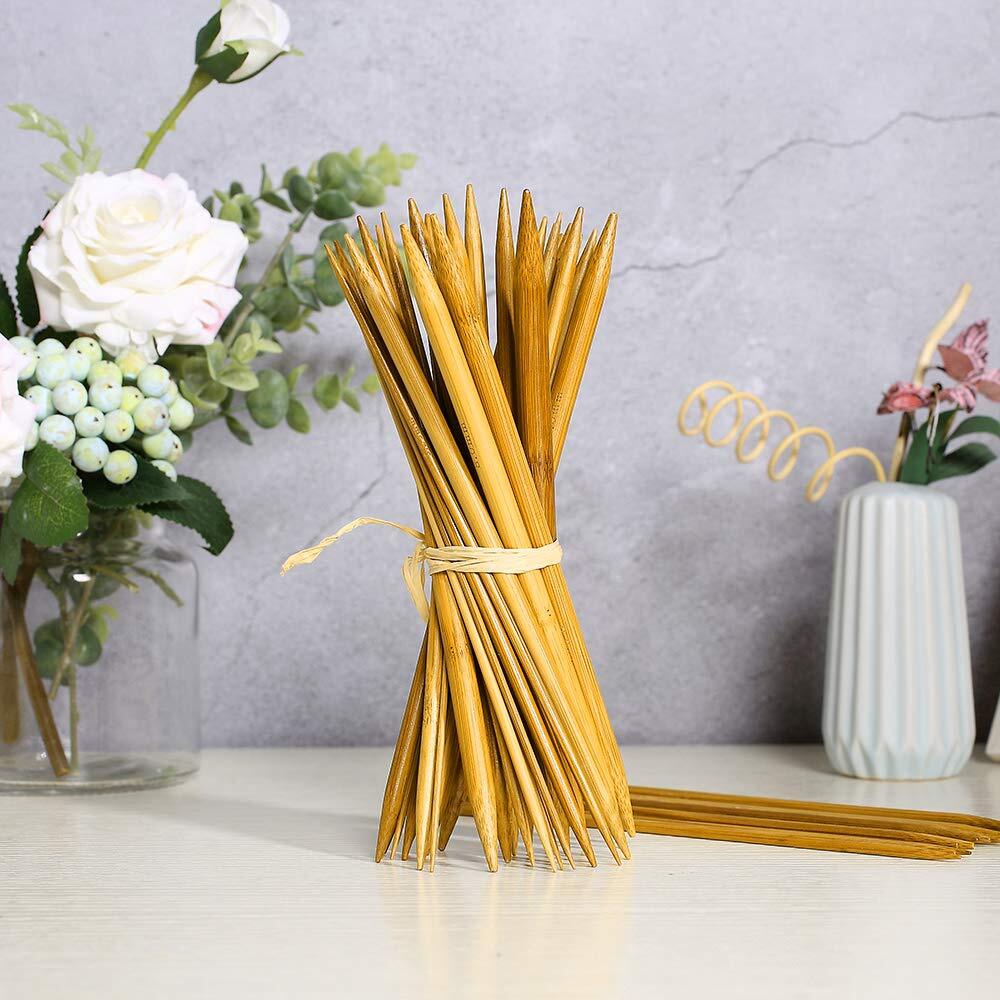 Double Pointed, 75 Pcs Bamboo Knitting Needles Set, 15 Sizes from 2.0mm-10.0mm
