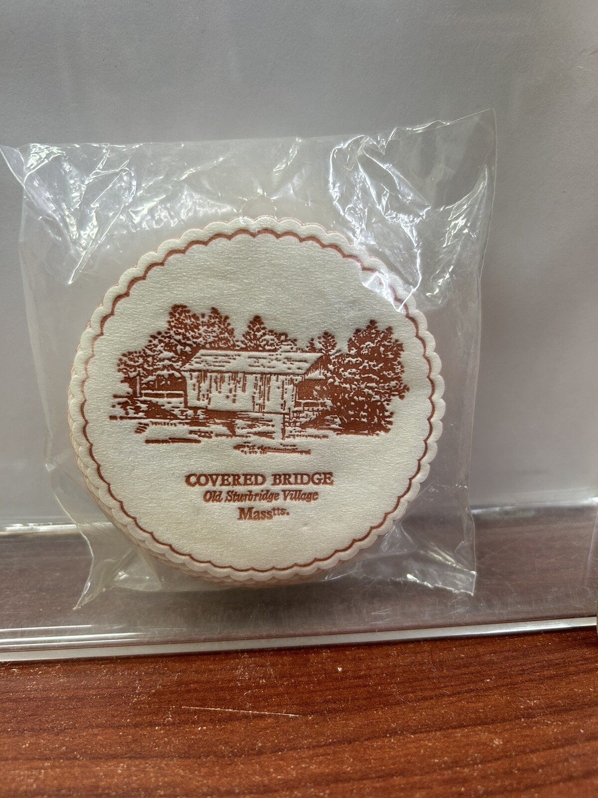 Vintage Sealed Lot (25) Coasters Covered Bridge Old Sturbridge Village Mass.