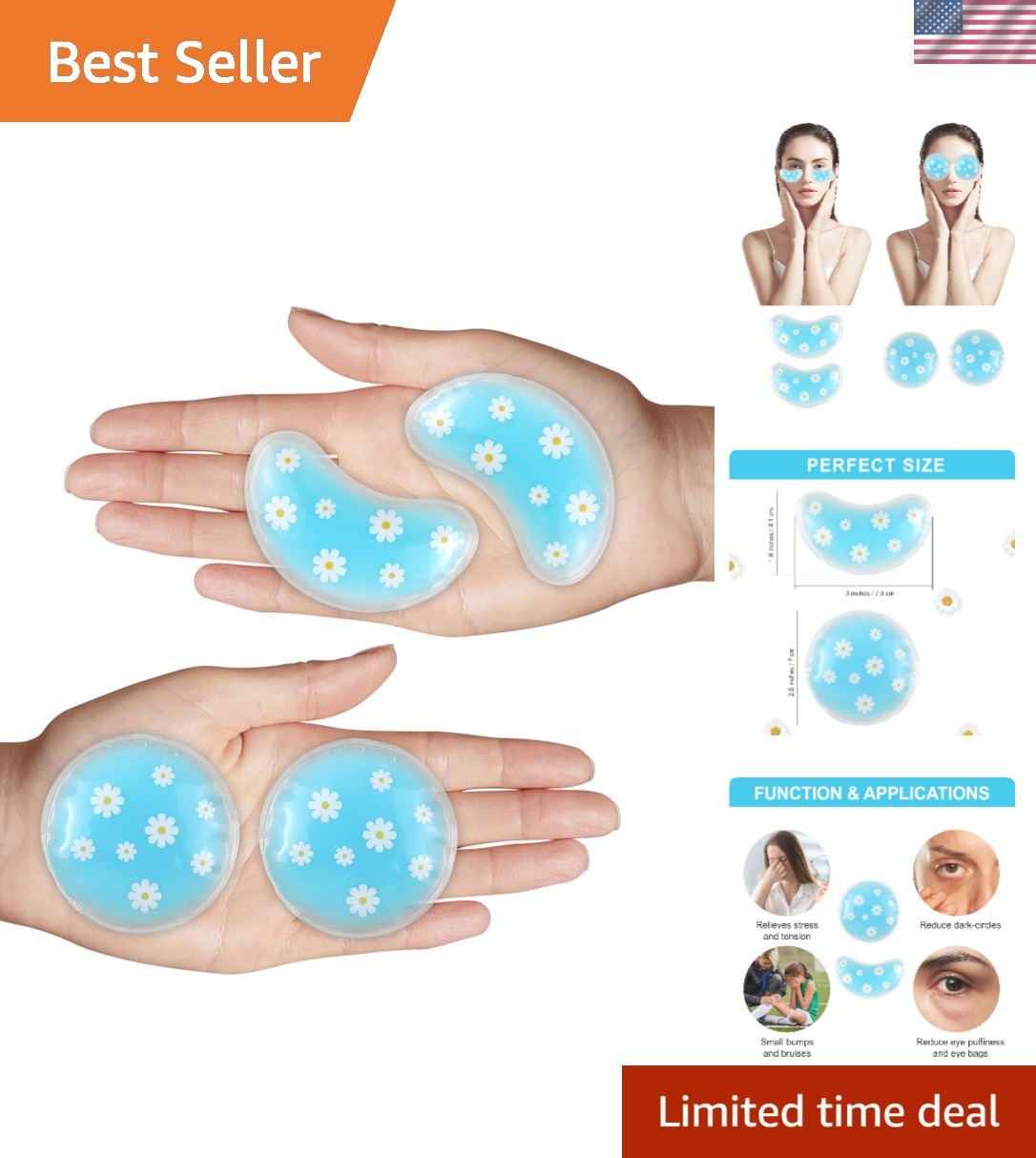 Gel Ice Pack Reusable Cooling Eye Pads and Under Patches,Eye Hot Cold Treatme...