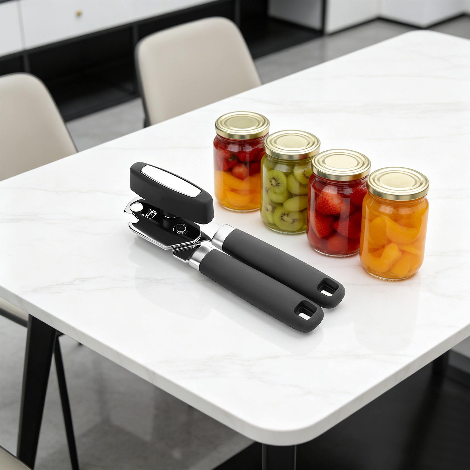 Handheld Can Opener for Seniors with Comfort Grip Handles, Manual Can Opener