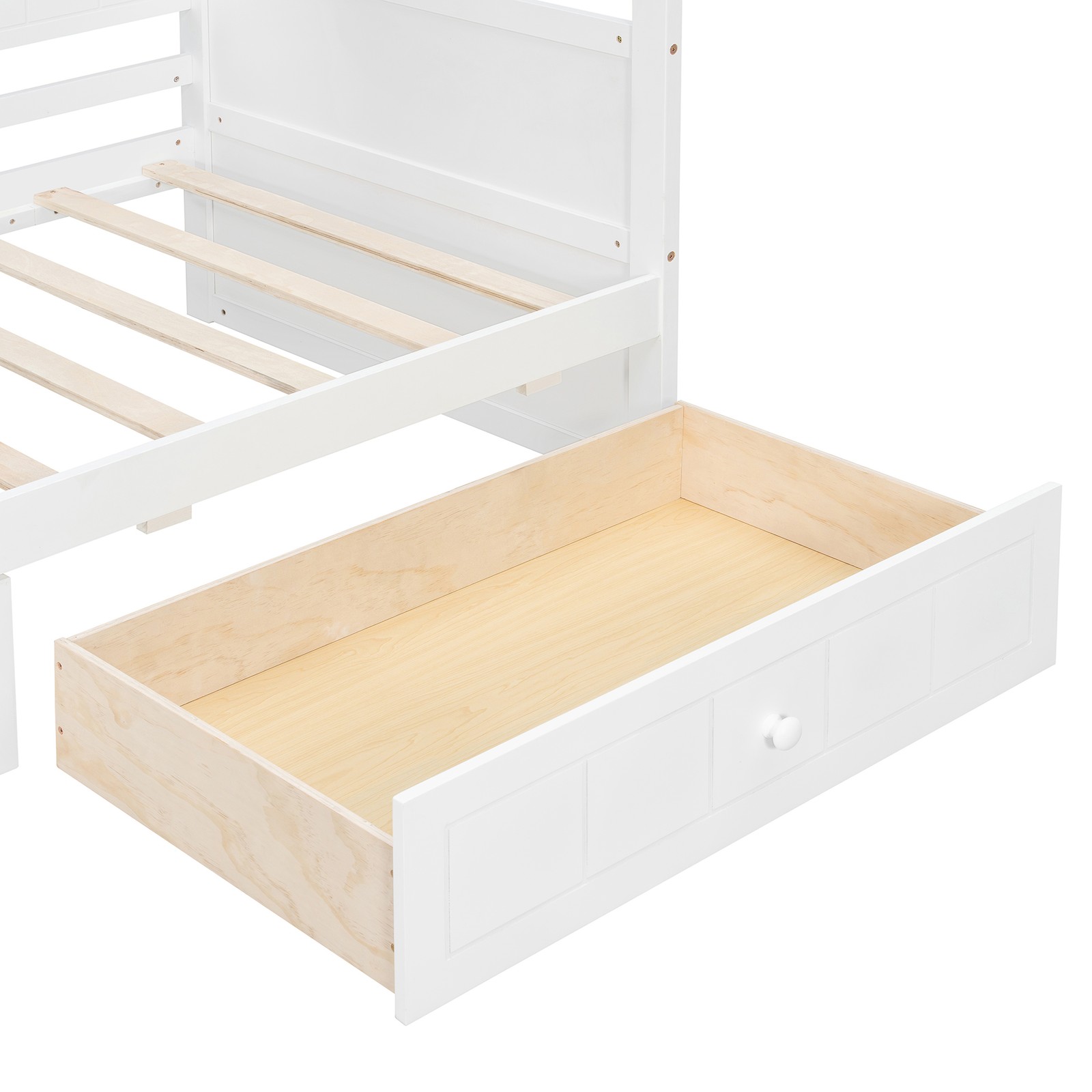 Twin Size Canopy Day Bed with 2 Drawers, White