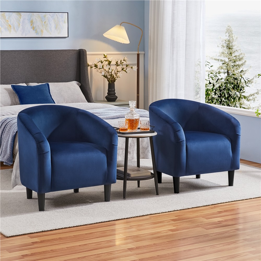 Velvet Accent Chair Modern Barrel Chair For Living Room Bedroom Sturdy