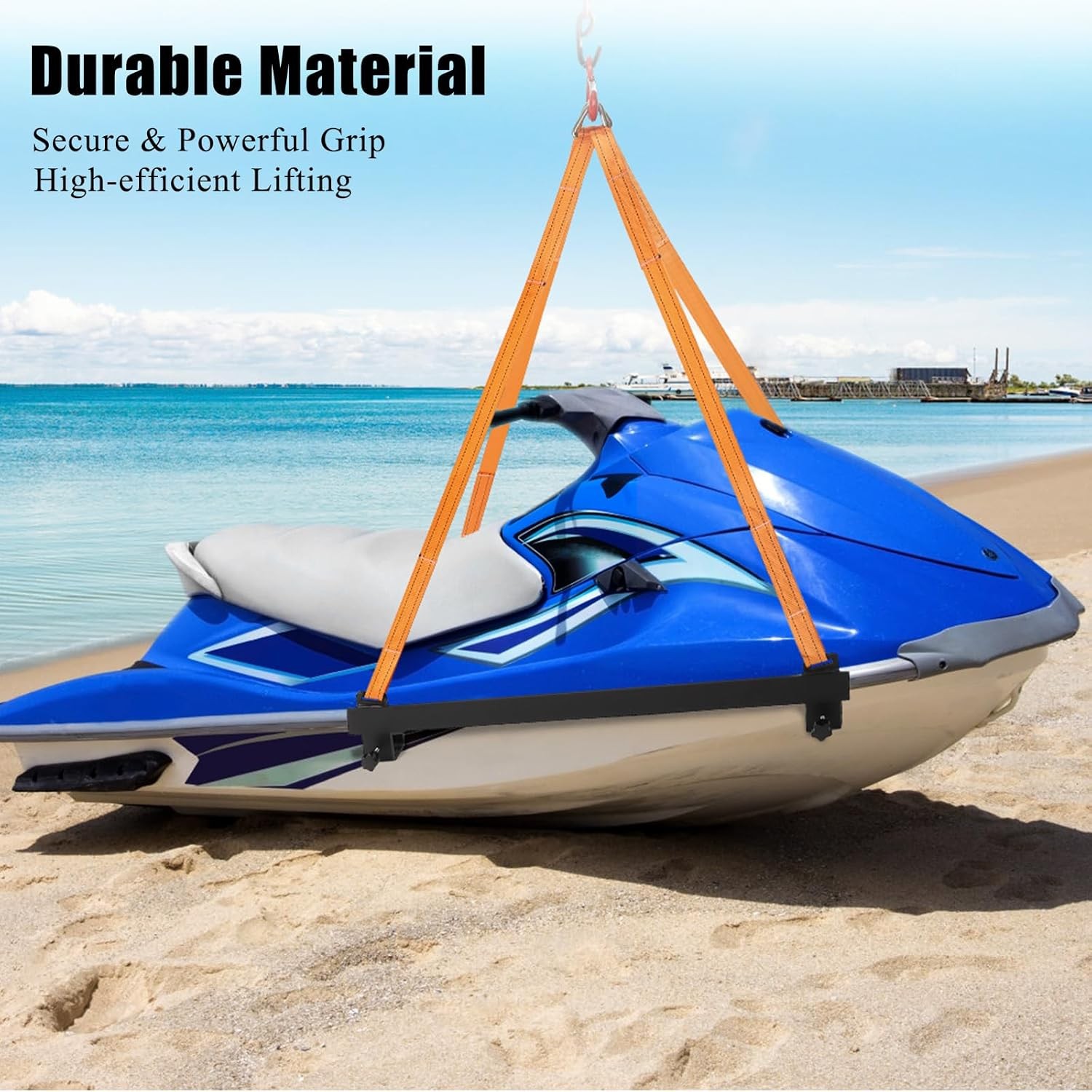 Watercraft Lift Sling 1600LBS Capacity - Never Break Steel Sling for Jet Ski & P