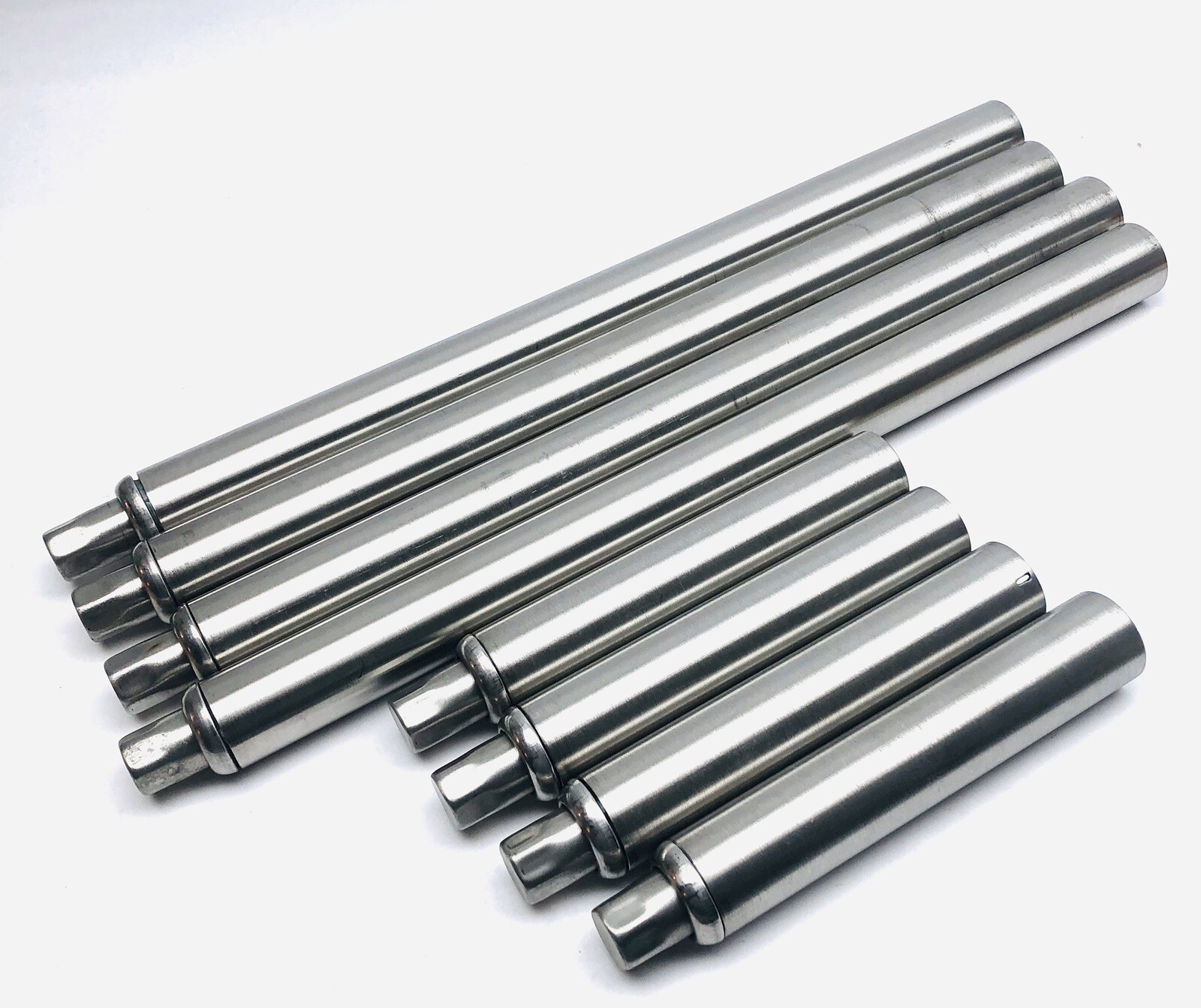 LOT OF 8 REGENCY REPLACEMENT 4-22"-4-10" STAINLESS STEEL LEGS FOR EQUIPMENT STAN