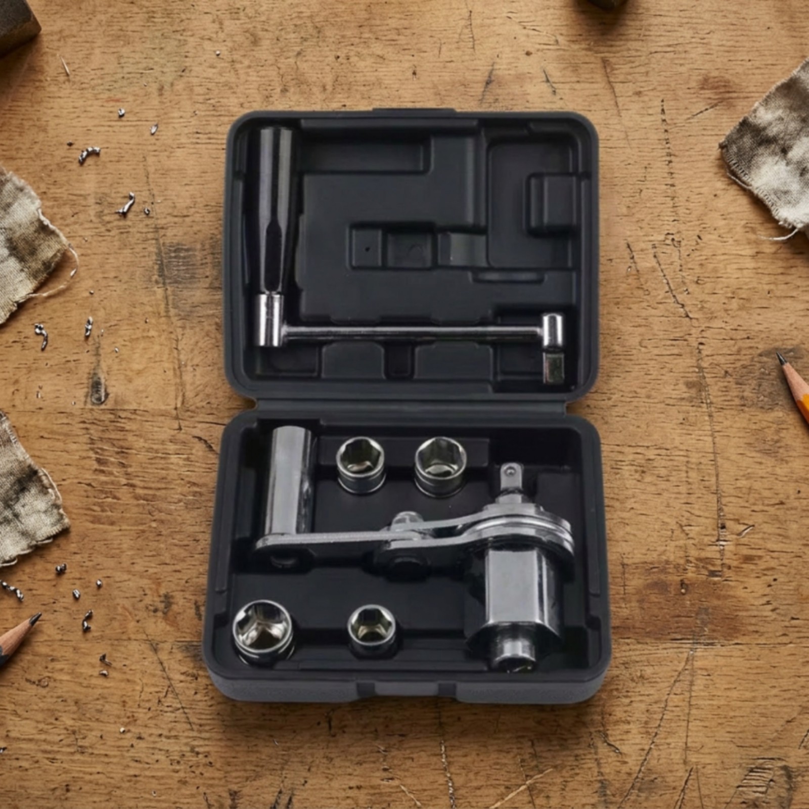 Wheel Wrench with Socket Adapters Portable Tire Changing Tool Compact for