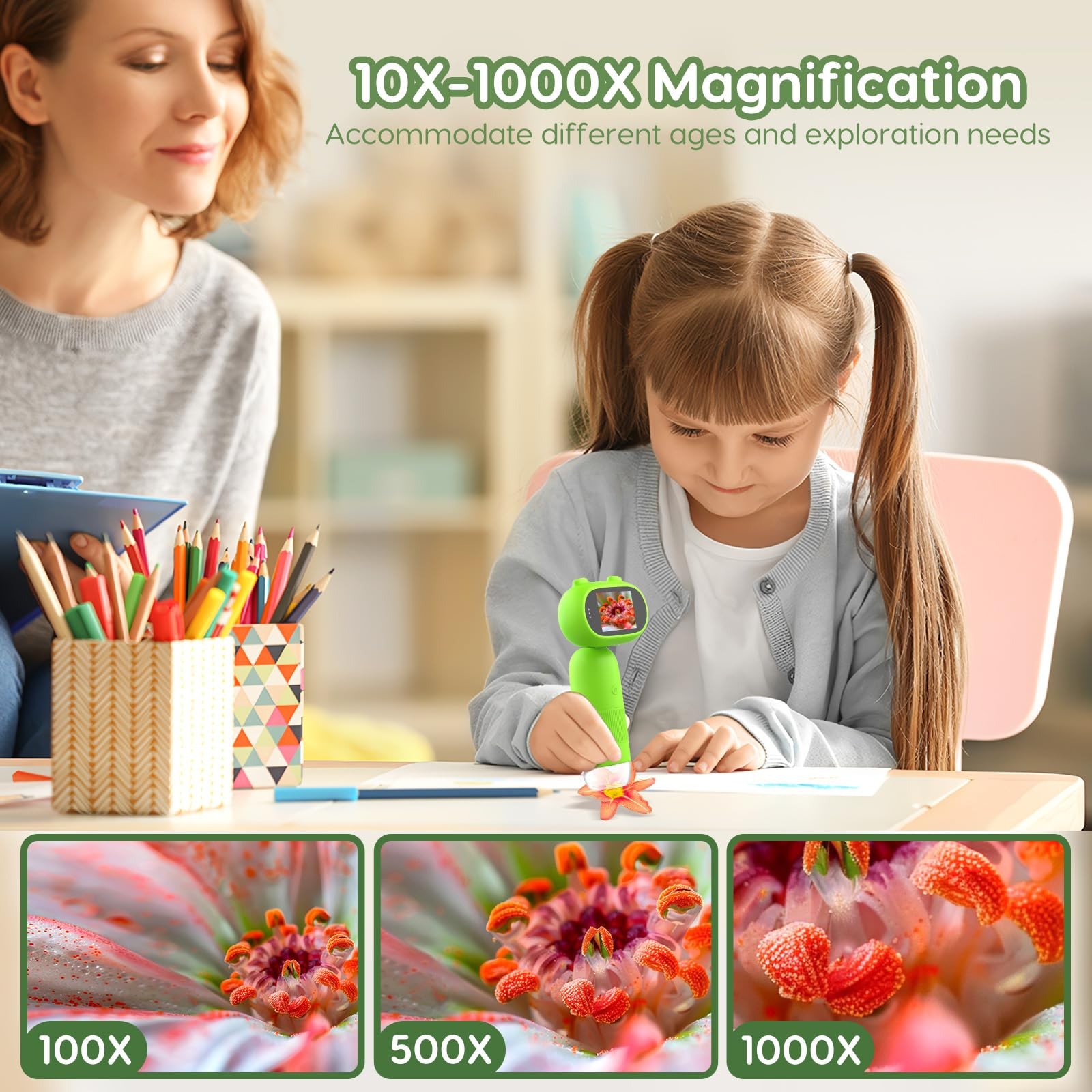 Handheld Digital Microscope for 1000X,16MP Portable Pocket Microscope with 2i...