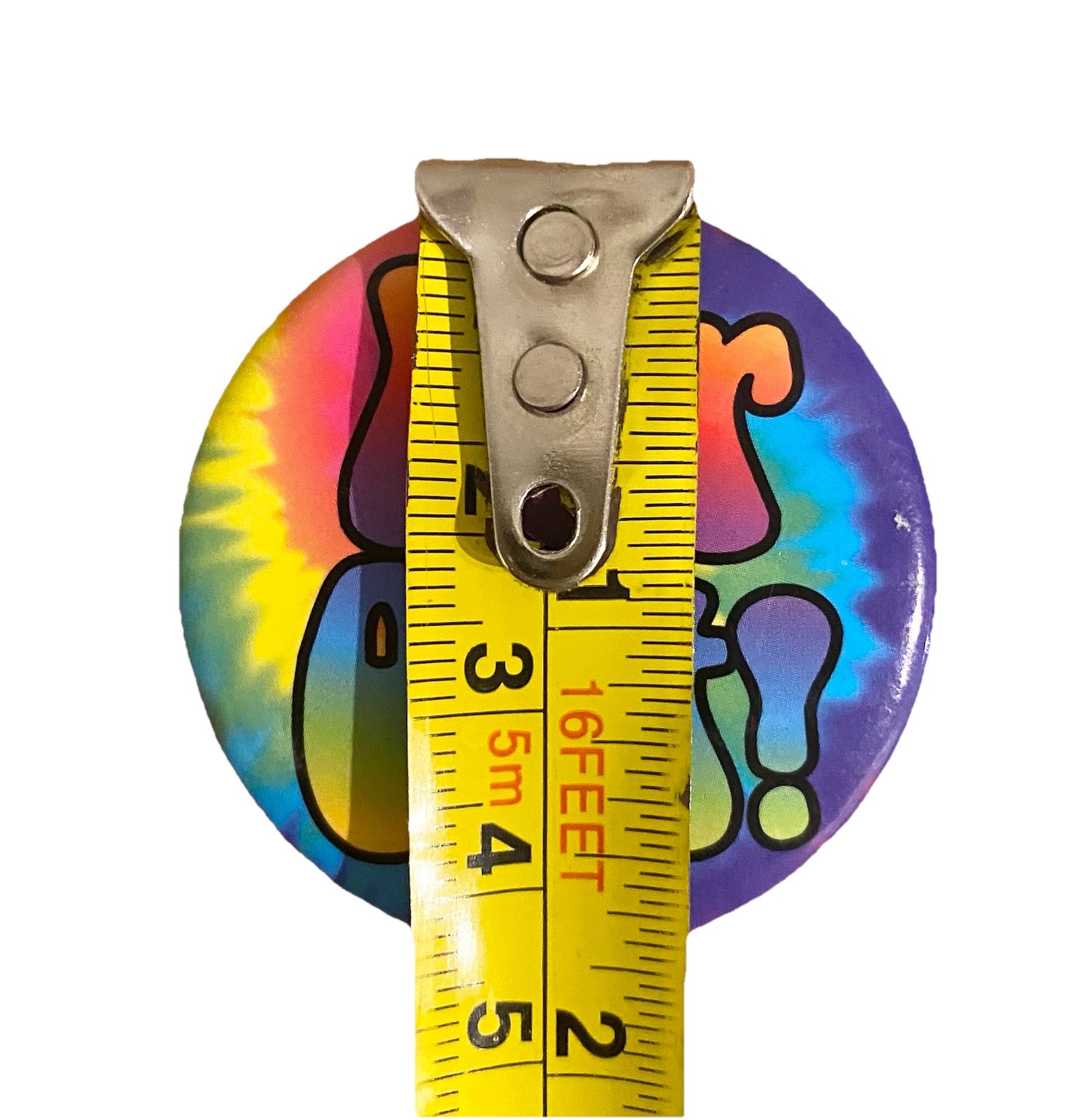 "Far Out!" button tie-dye 1.5 inch