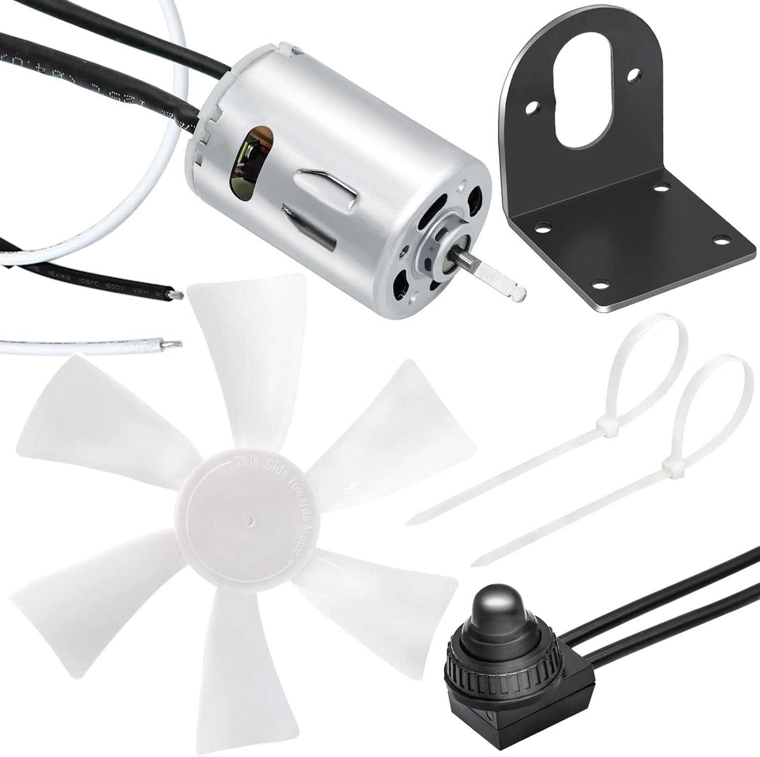 6" RV Vent Fan Blade with 12V RV V ent Fan Motor D-Shaft RV Bathroom Fan Motor f