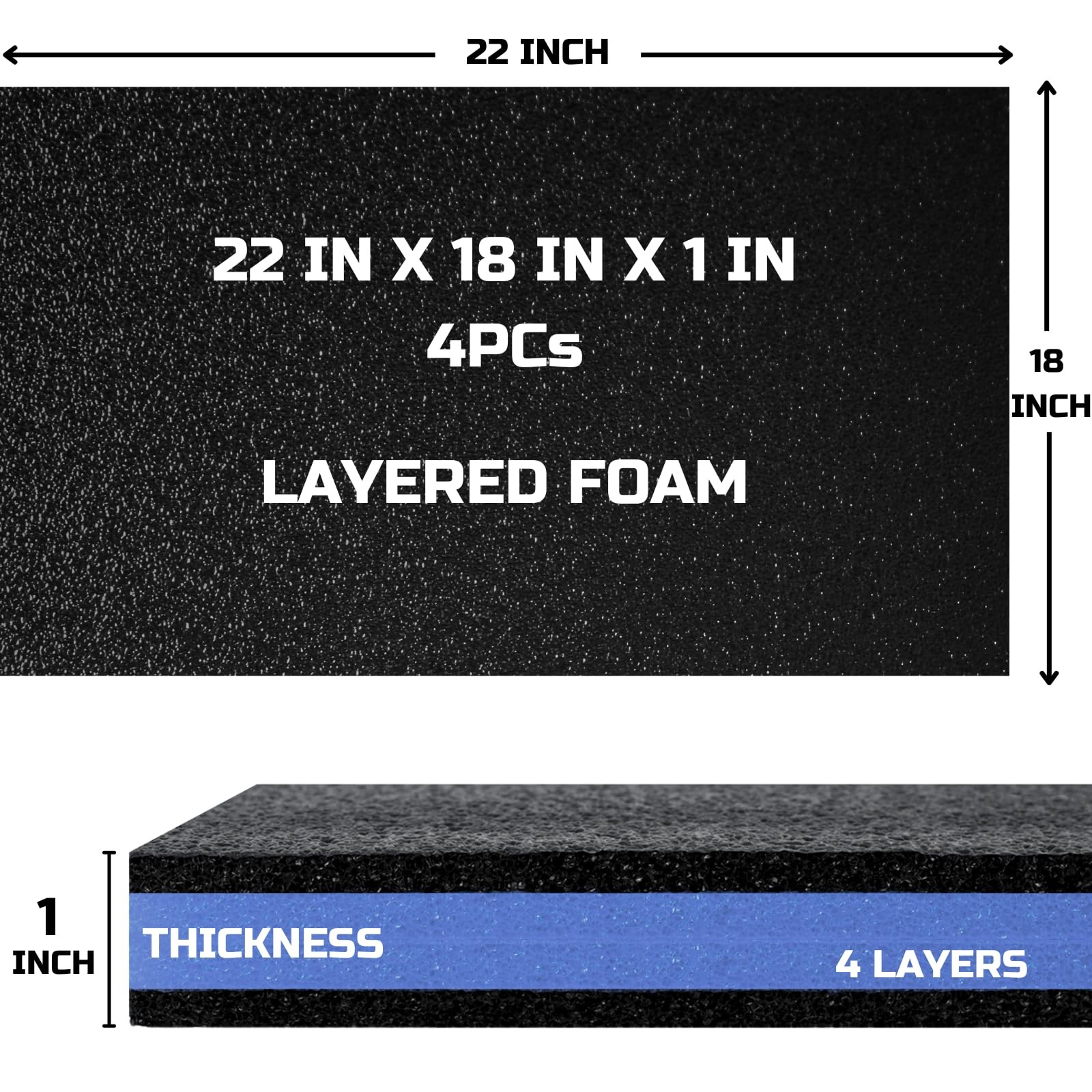 Tool Box Foam 22x18x1 Inch Polyethylene Storage Sheets - Customizable Inserts