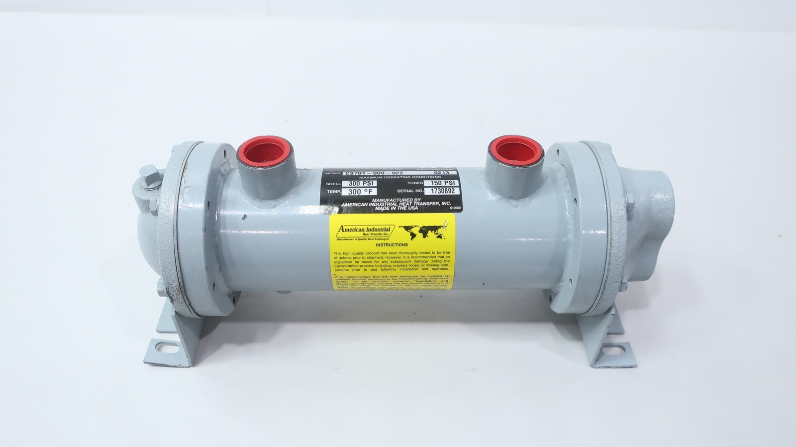 American Industrial CS701-009-022 Shell And Tube Heat Exchanger 1in X 1in Npt